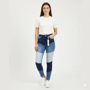 Brand new stretch Blue turtle denim Patchwork Women Jeans 5 and 9 #bohostyle